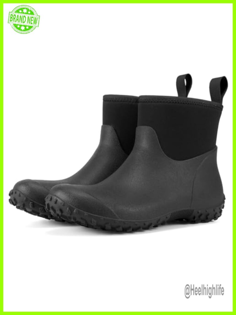 HISEA Waterproof Rubber Ankle Rain Boots Garden Slip-On